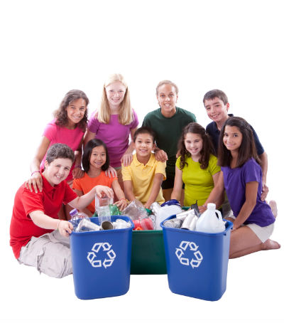 Grade School Children Recycle
